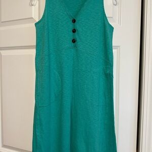 J. Jill Green Buttoned Sundress‎ with V- Neck and pockets Petite XS
